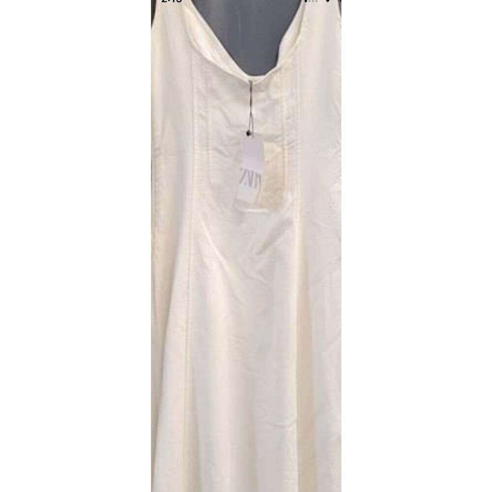 Zara Women's White Cotton Sleeveless Maxi Side Zipper U Neckline Size XS $ 49.90